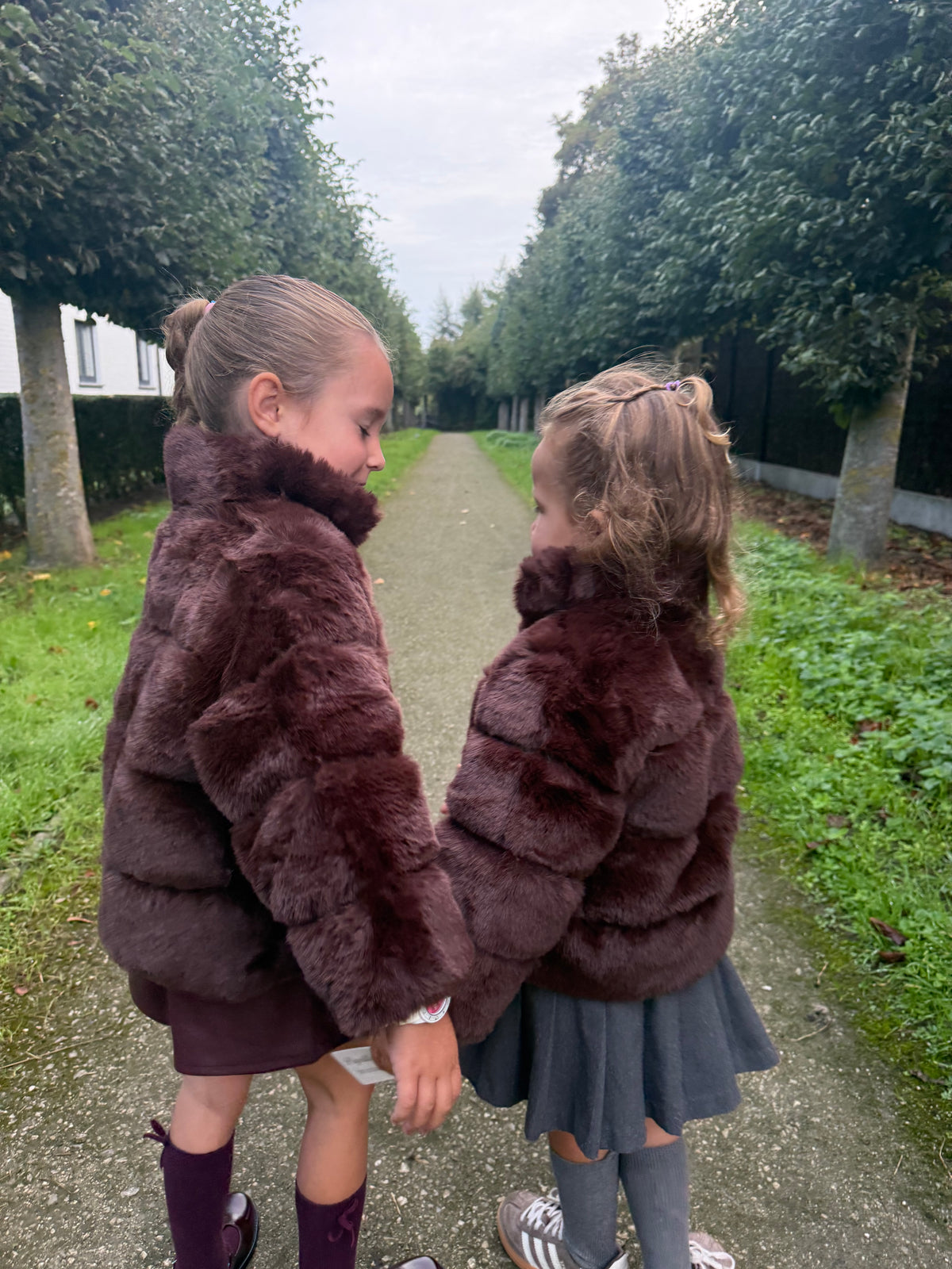 Faux fur jas kids chocolade