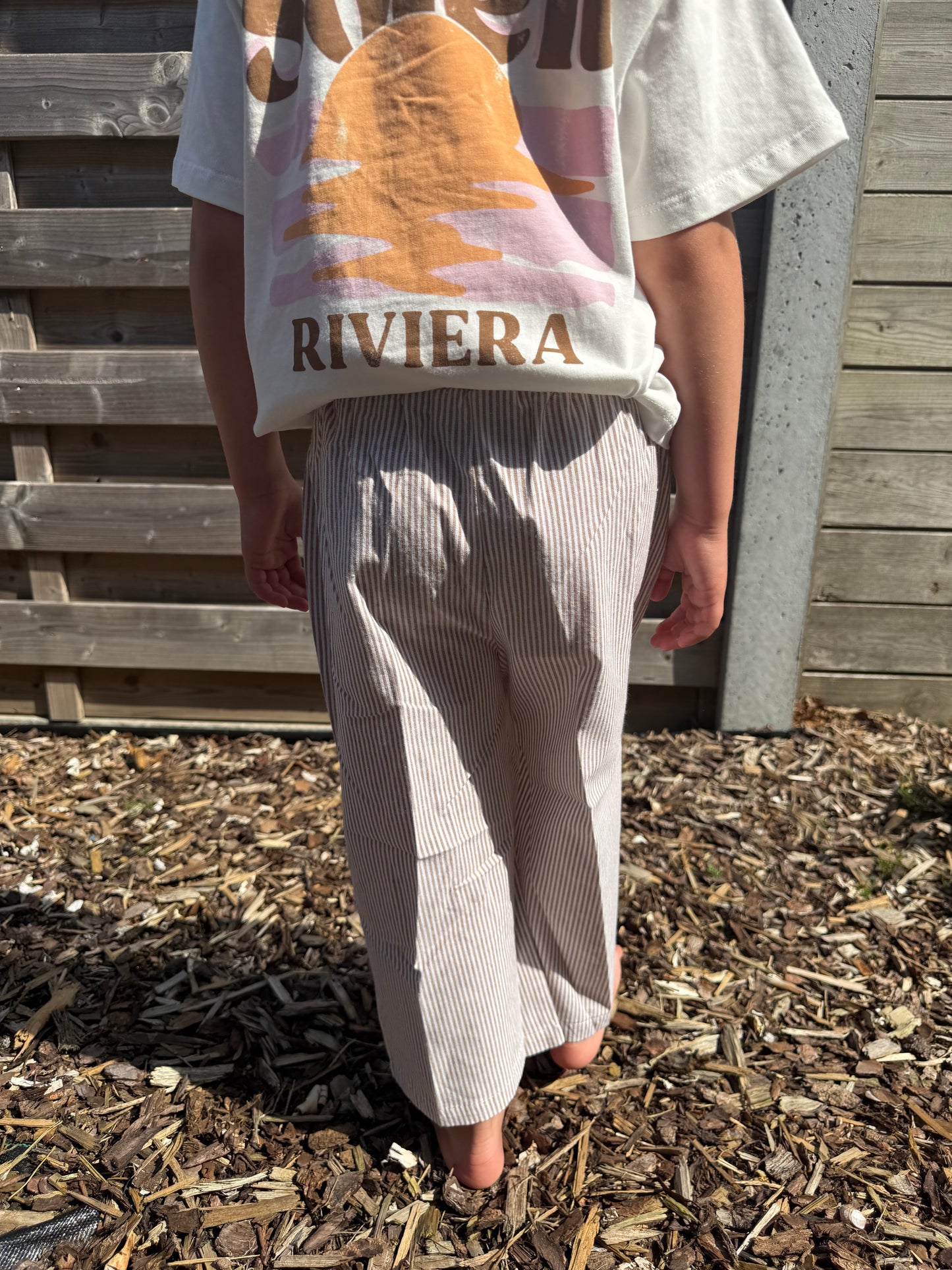 Beige gestreepte broek kids