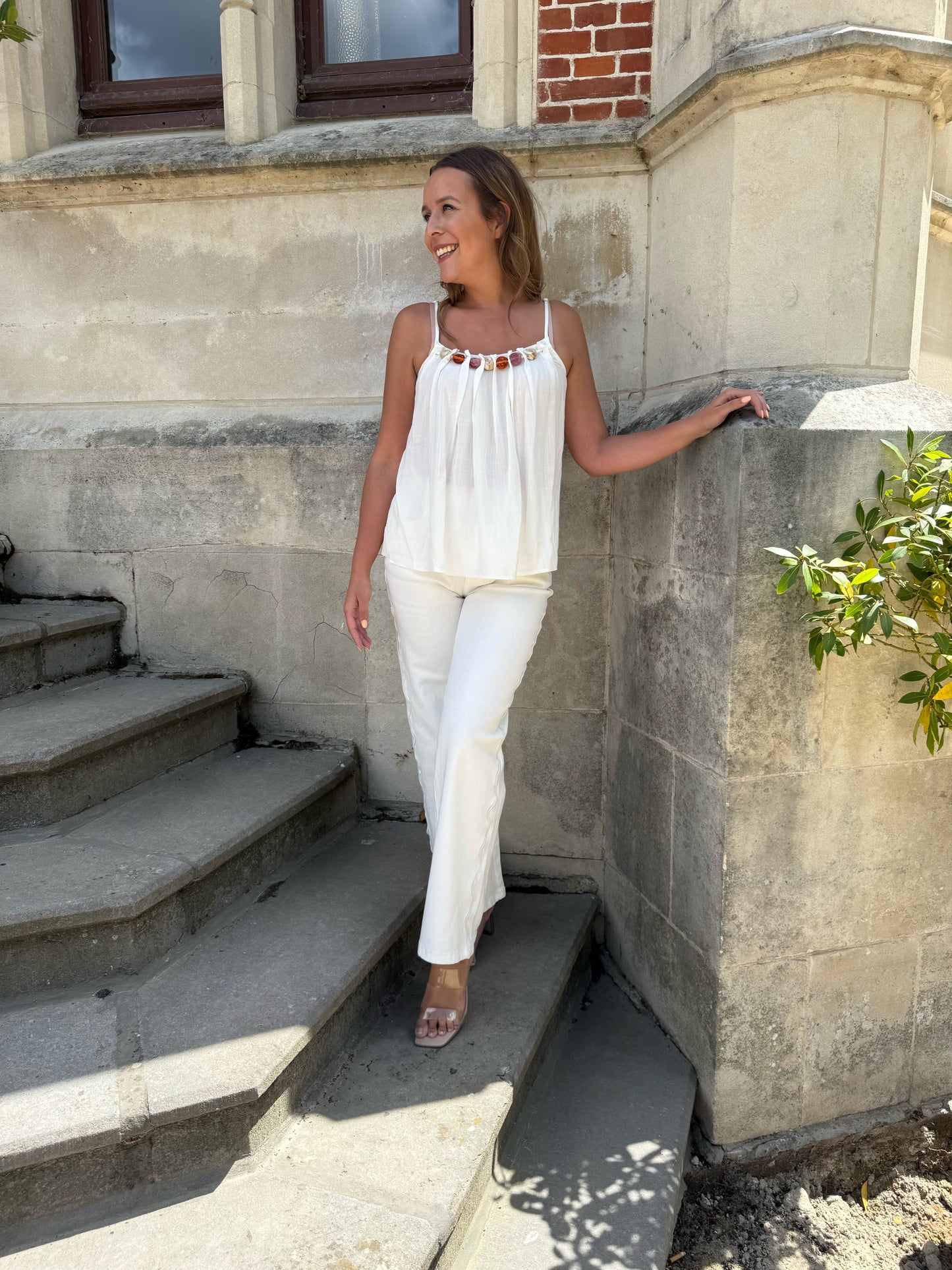 Witte jeans broek