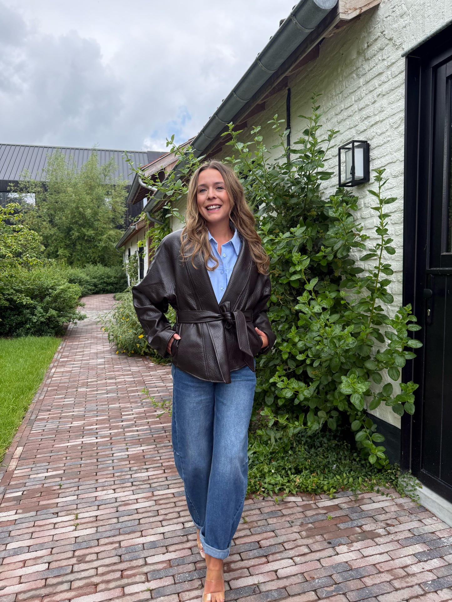 Oversized jas in lederlook