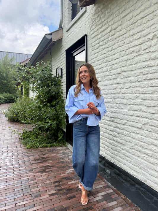 Must-have oversized blouse in lichtblauw