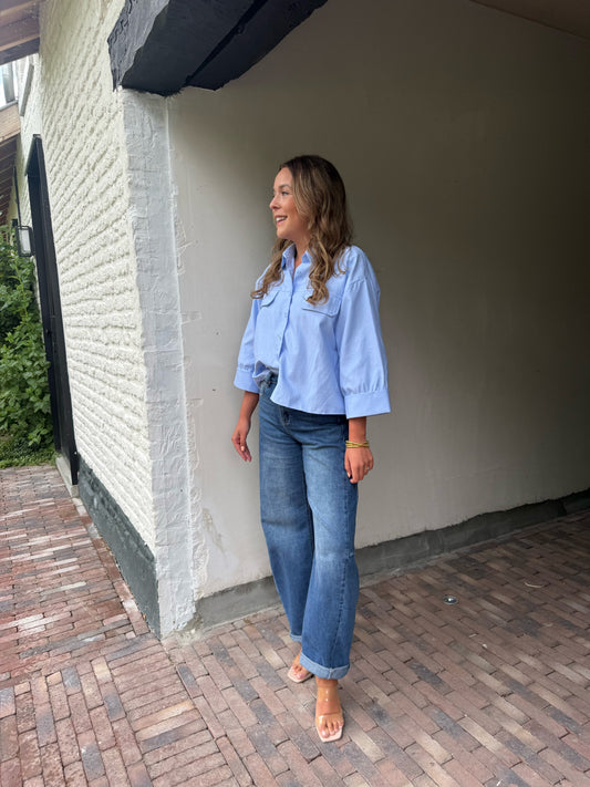 Must-have oversized blouse in lichtblauw