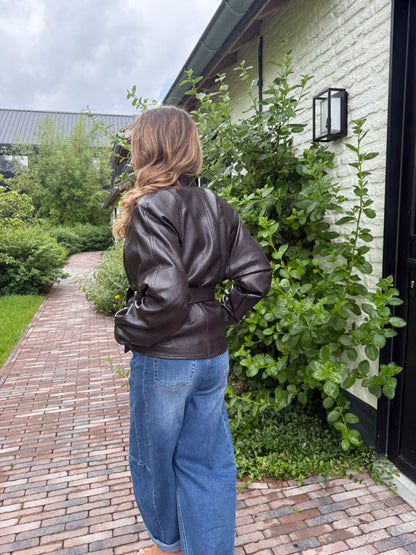 Oversized jas in lederlook