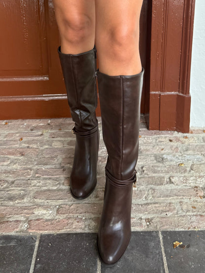 Faux leather laarzen gouden detail bruin
