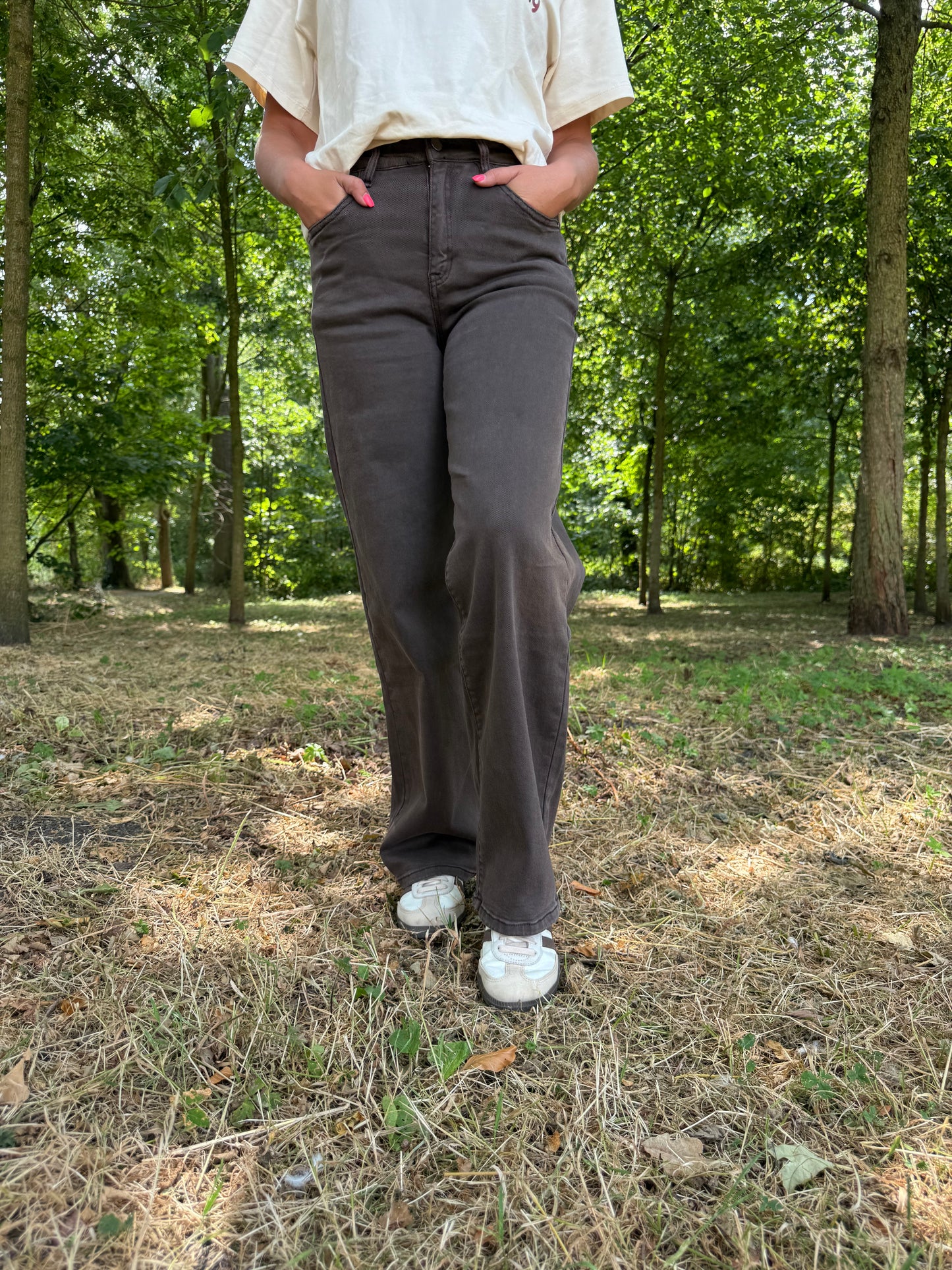 Broek dames jeans bruin