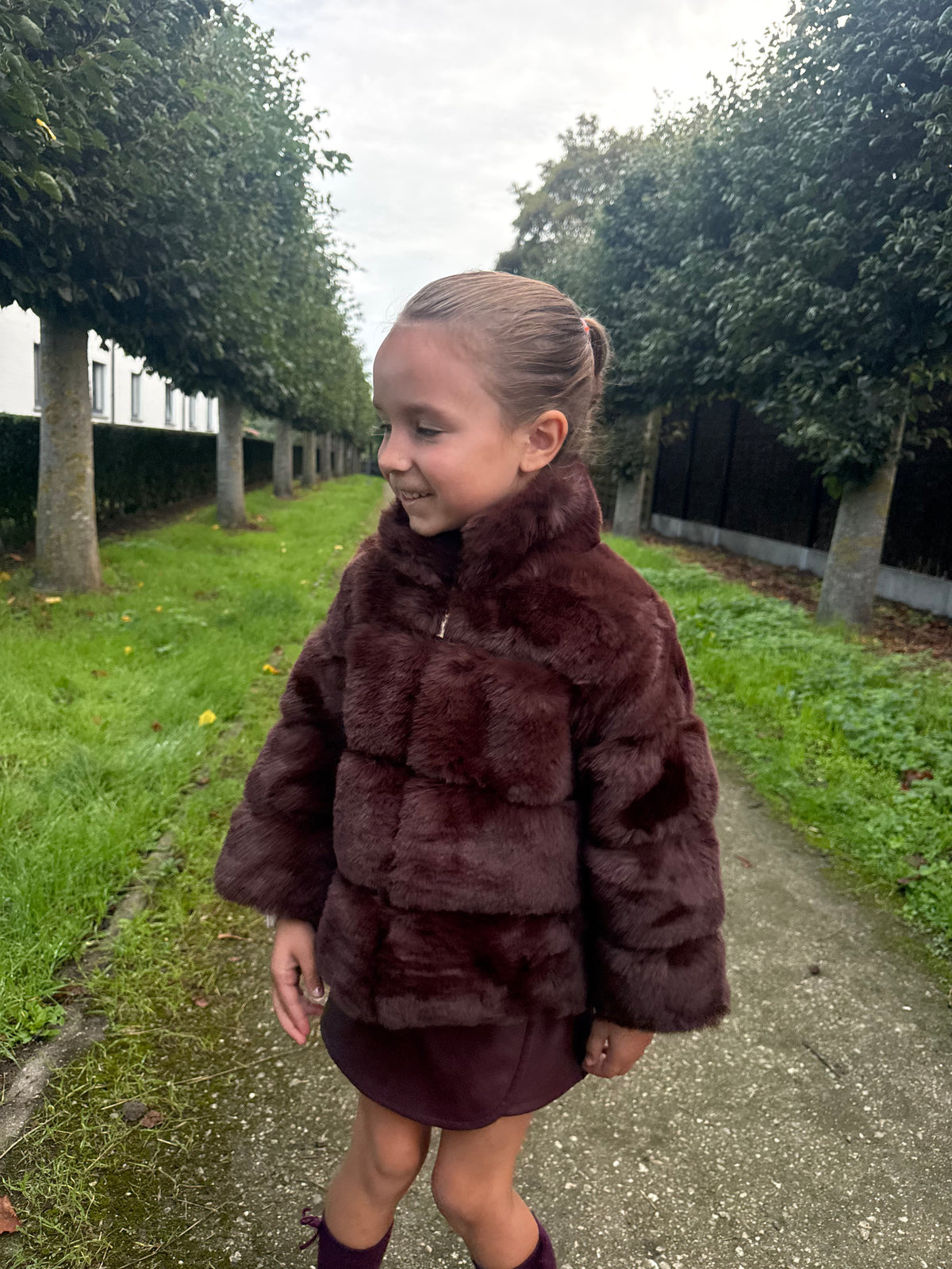 Faux fur jas kids chocolade