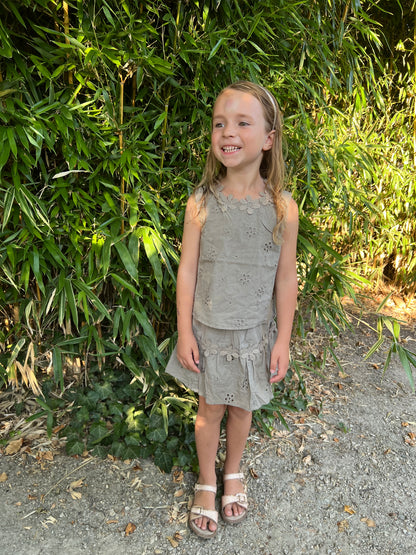 Khaki set rokje + blouse
