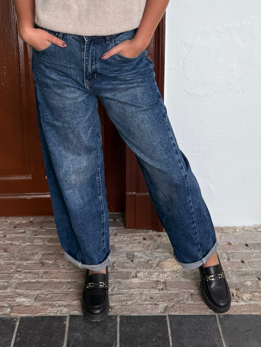 Donkerblauwe balloon jeans