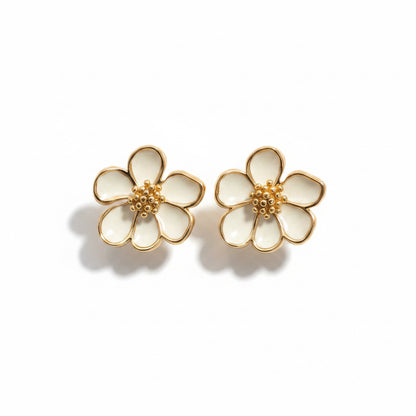 Beige bloem oorbellen