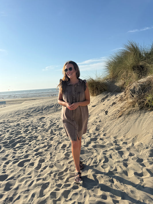 Espresso jeans dress chocoladebruin