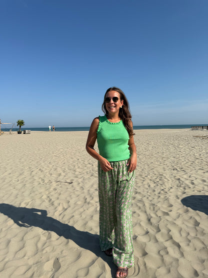 Green ribbed top