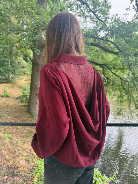 Wine blouse met kanten rug