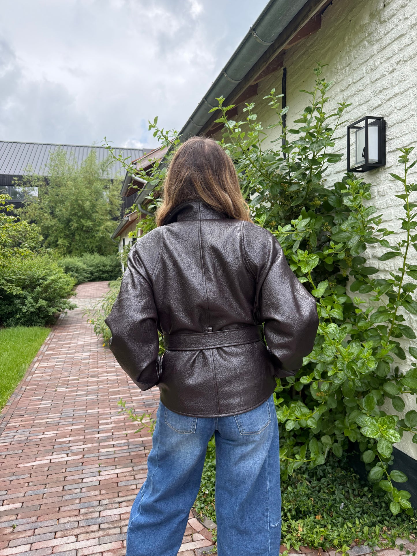 Oversized jas in lederlook