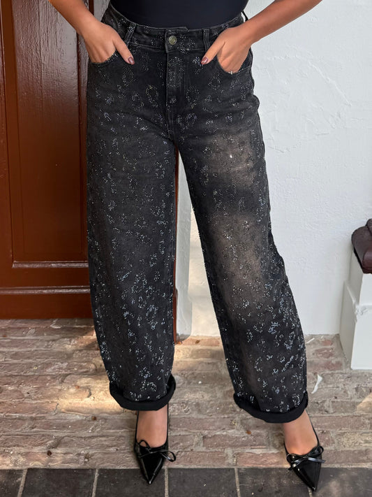 Zwarte balloon sparkle jeans
