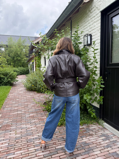Oversized jas in lederlook