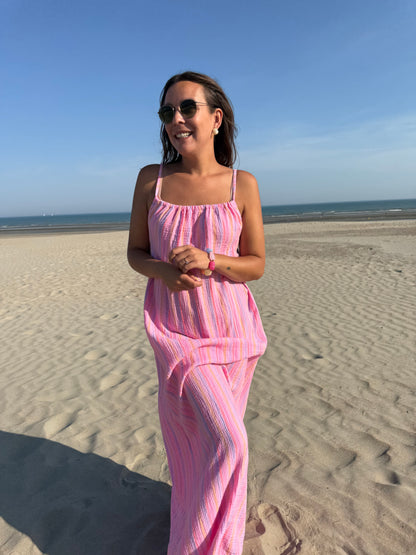 Pastel stripe maxi dress pink