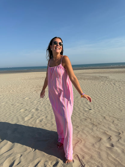 Pastel stripe maxi dress pink
