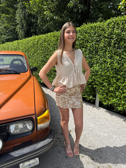 Beige boho blouse
