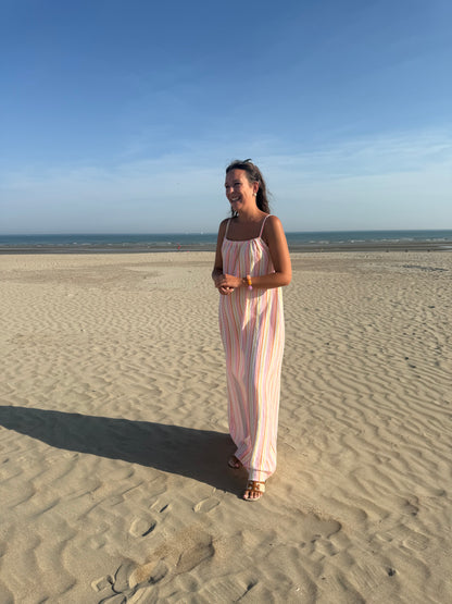 Pastel stripe maxi dress orange