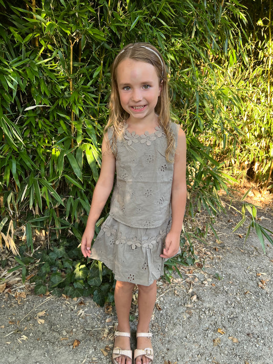 Khaki set rokje + blouse