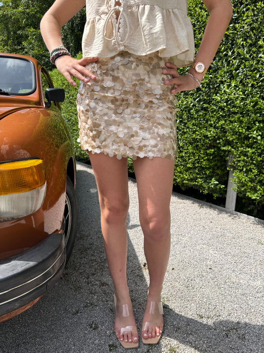 Beige rokje met pailletten
