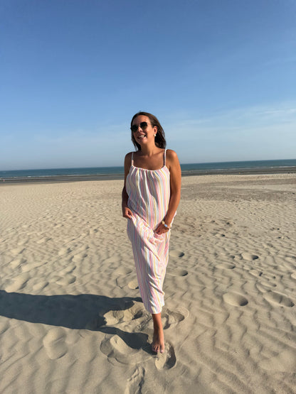 Pastel stripe maxi dress blue