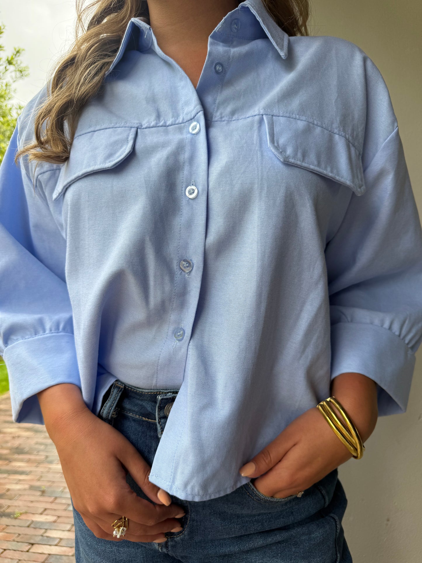 Must-have oversized blouse in lichtblauw