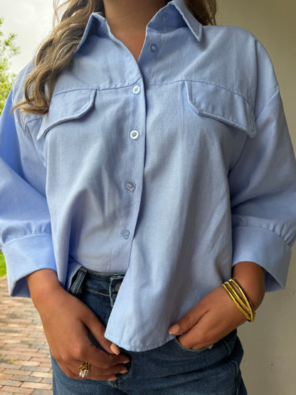 Must-have oversized blouse in lichtblauw