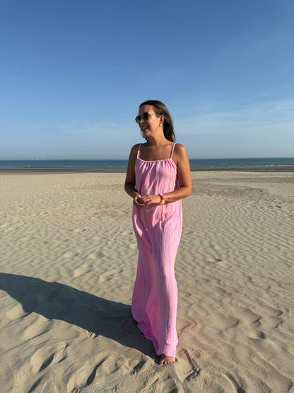 Pastel stripe maxi dress pink