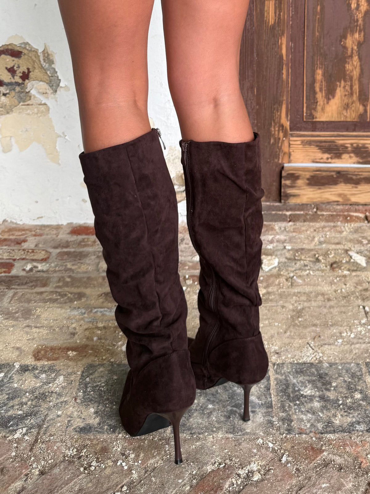 Suede choco lange botten