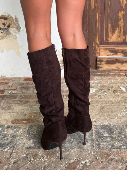 Suede choco lange botten