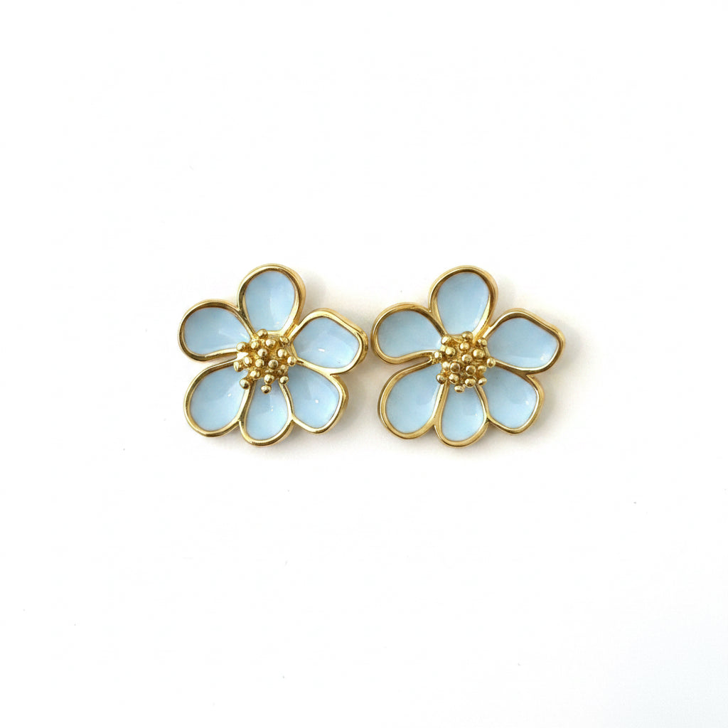 Blauwe bloem oorbellen