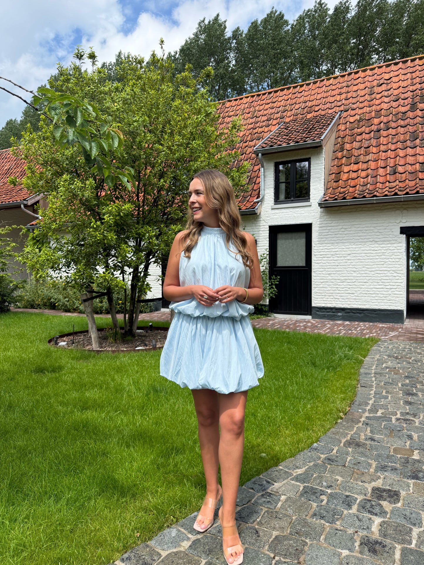 Lichtblauwe ballonjurk