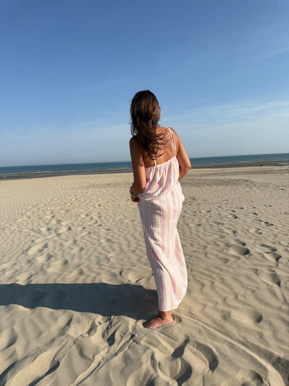 Pastel stripe maxi dress blue