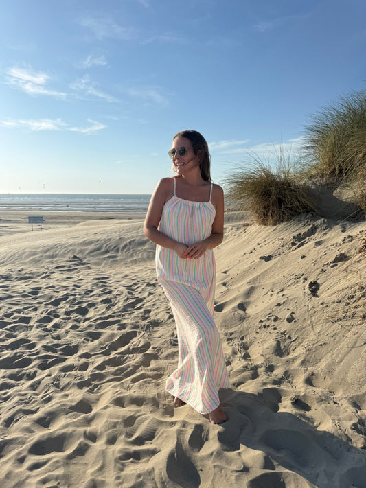 Pastel stripe maxi dress green