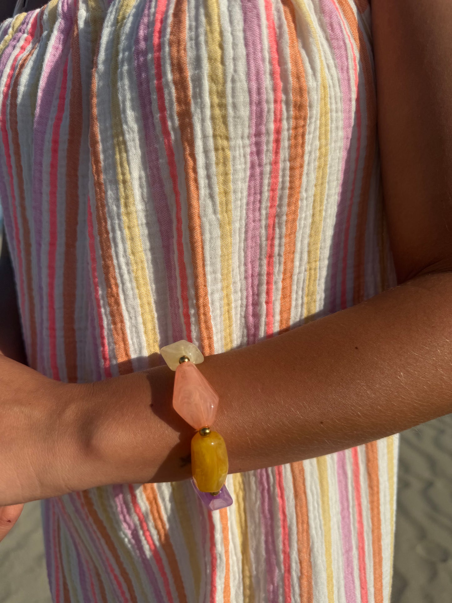 Pastel stripe maxi dress orange