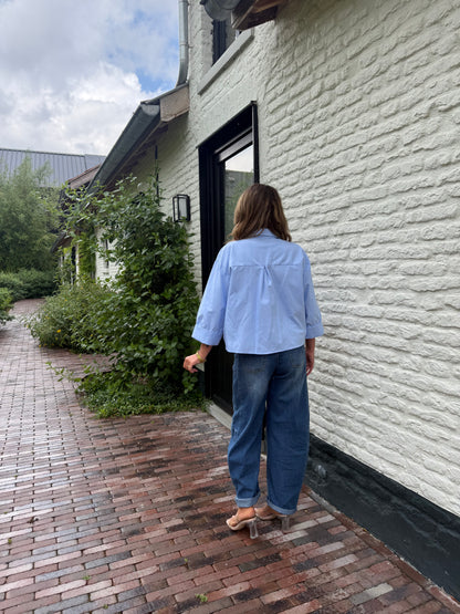 Must-have oversized blouse in lichtblauw