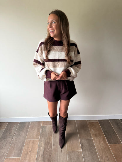Trui strepen burgundy