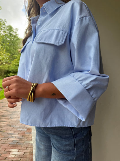 Must-have oversized blouse in lichtblauw