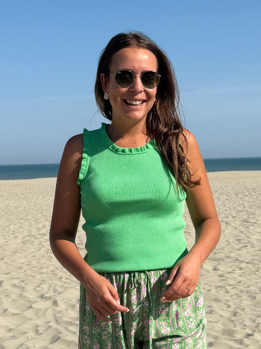 Green ribbed top