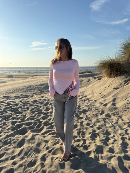 T-shirt roze knooplintjes
