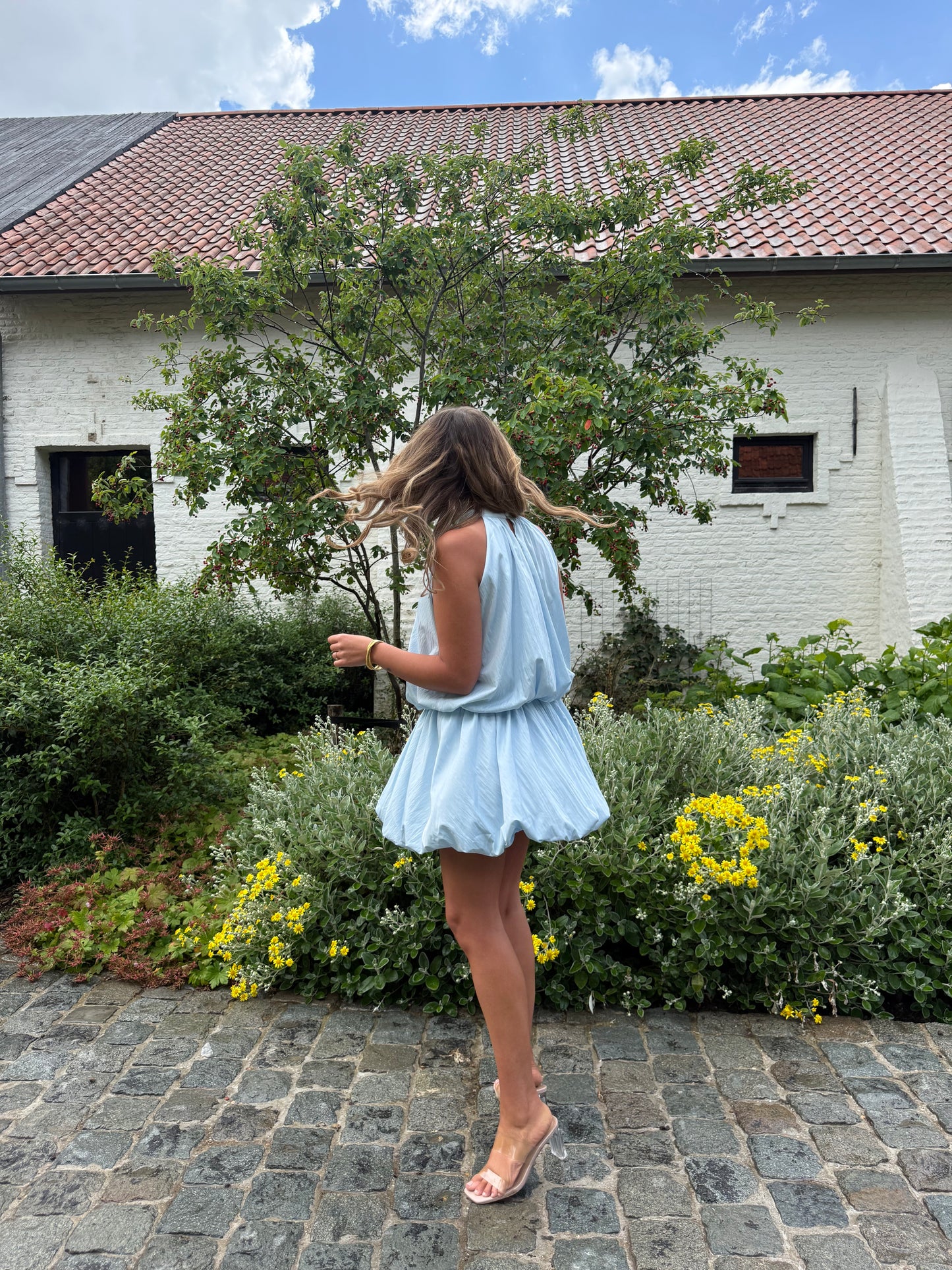 Lichtblauwe ballonjurk
