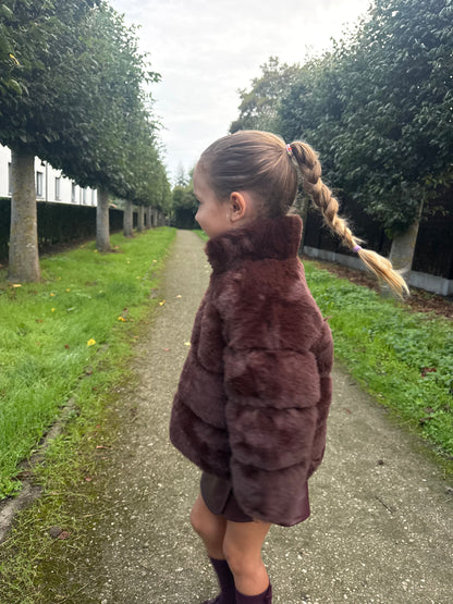 Faux fur jas kids chocolade