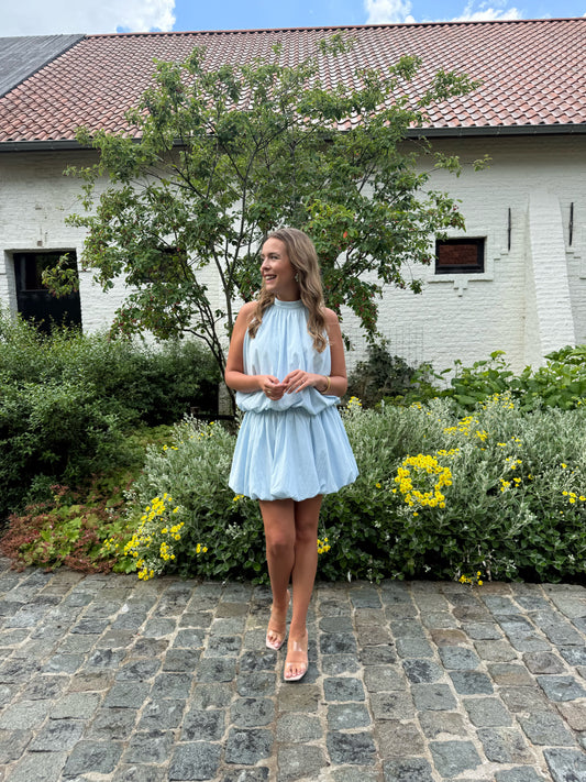 Lichtblauwe ballonjurk