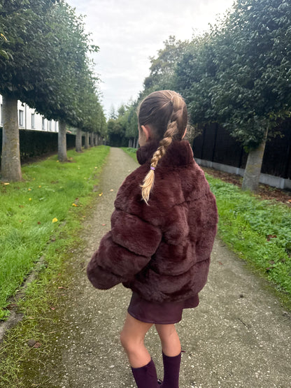 Faux fur jas kids chocolade