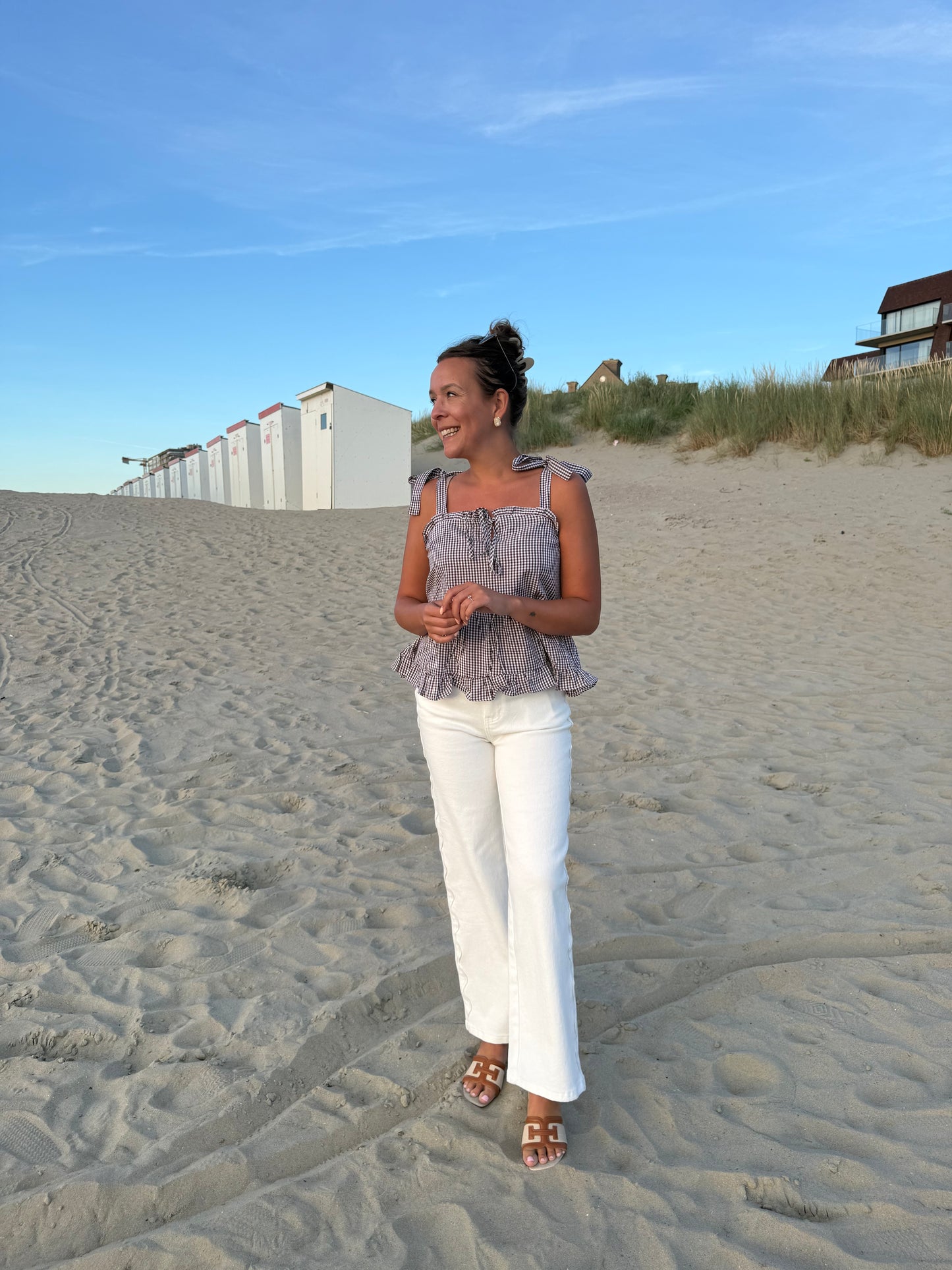 Brown peplum top