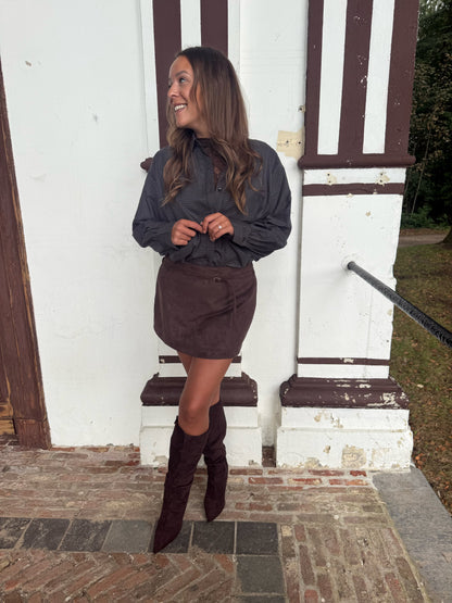 Blouse donkerblauw geruit