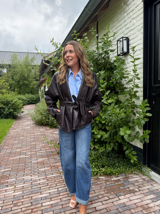 Oversized jas in lederlook