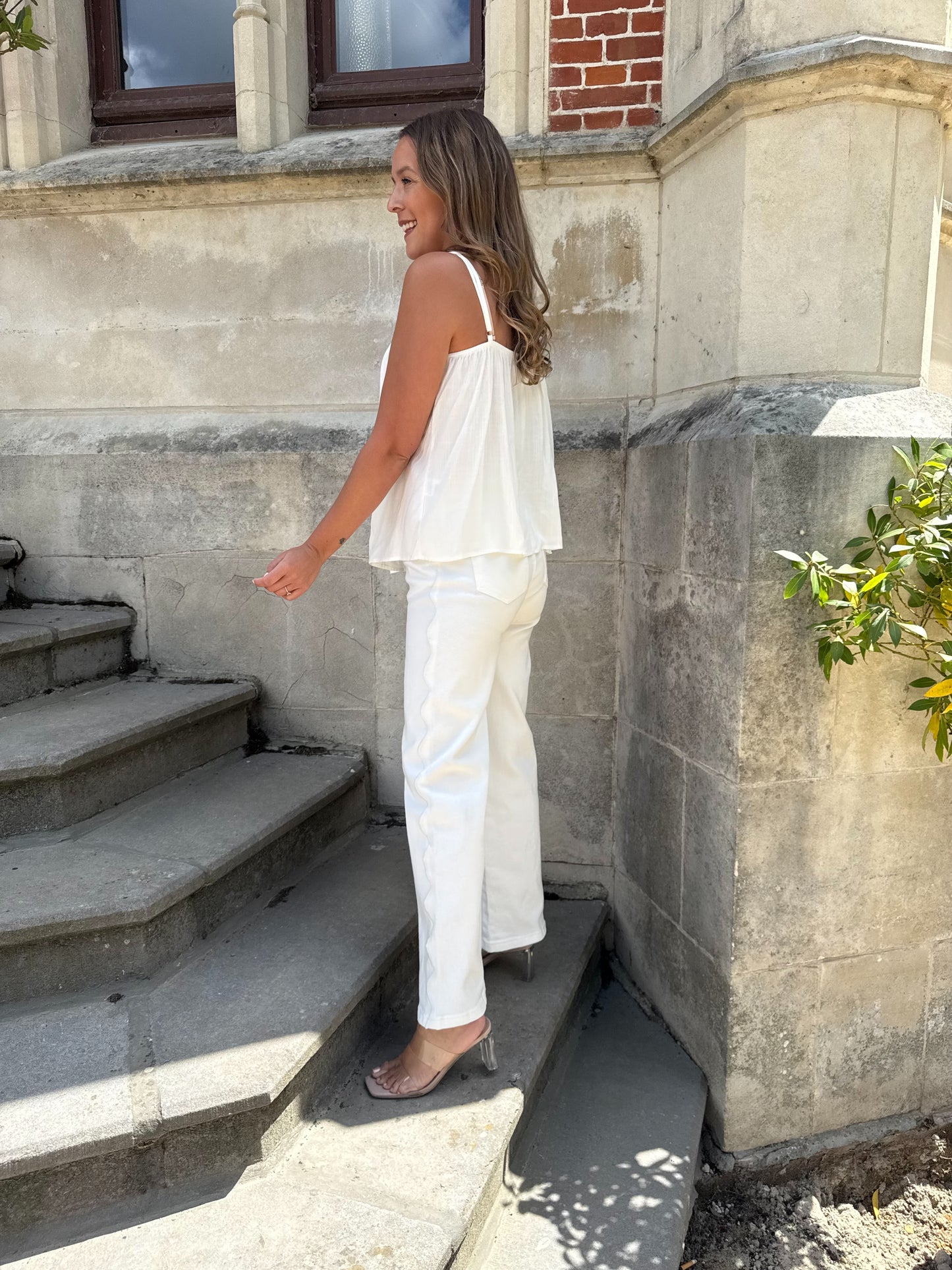 Witte jeans broek
