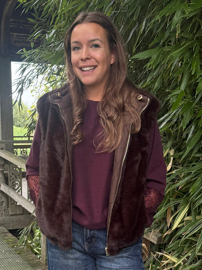 Bodywarmer chocolade (tweezijdig)